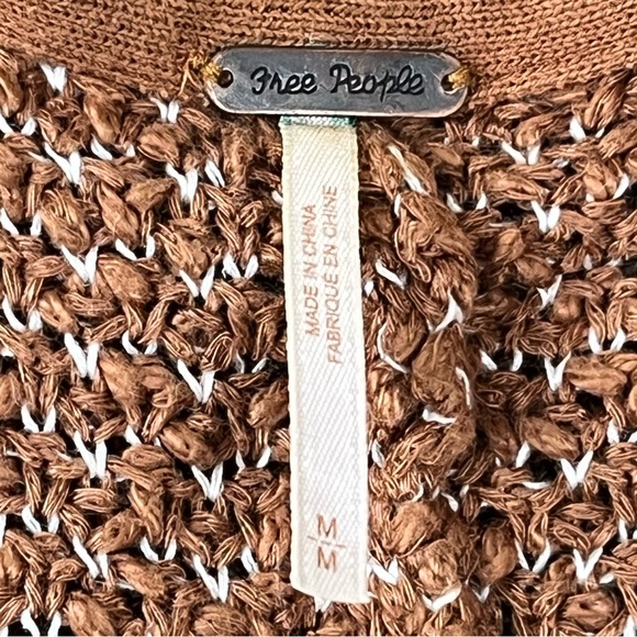 Free People Sweater Women’s M Brown Love Me Tender Cardi Boho Knit Fringe - Picture 13 of 16